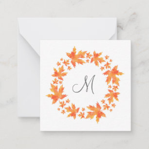 Watercolor Maple Leaves Wreath Card