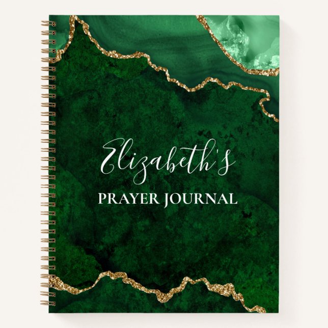 Watercolor Marble Gold Green Geode Prayer Journal (Front)