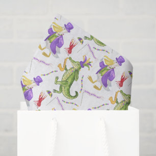 Watercolor Mardi Gras Animal Parade Party Tissue Paper