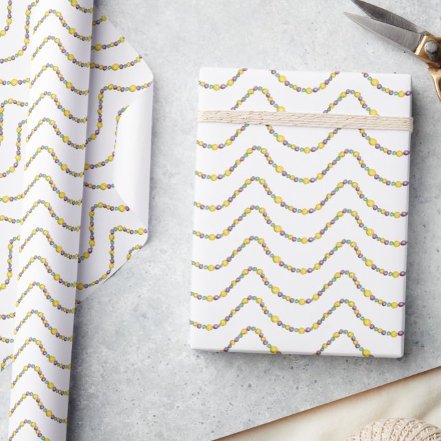 Watercolor Mardi Gras Beads Wrapping Paper (Creator Uploaded)