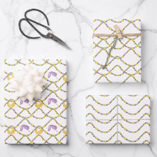 Watercolor Mardi Gras Beads Wrapping Paper Sheet