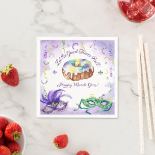 Watercolor Mardi Gras, Fat Tuesday Party Napkin