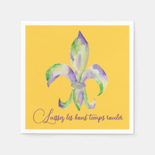 Watercolor Mardi Gras Fleur de Lis Napkin