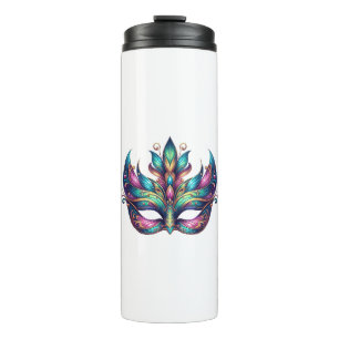 watercolor Mardi Gras mask carnival Thermal Tumbler