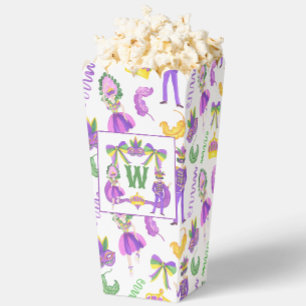 Watercolor Mardi Gras Monogram Crest Favor Box
