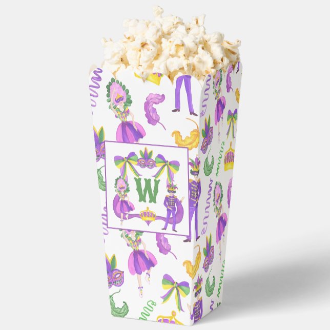 Watercolor Mardi Gras Monogram Crest Favor Box (Creator Uploaded)