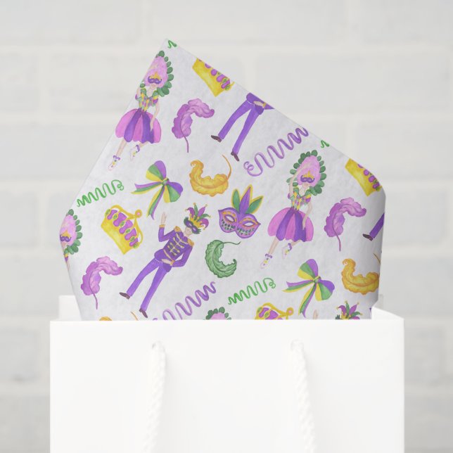 Watercolor Mardi Gras Party Tissue Paper (Gift Bag)