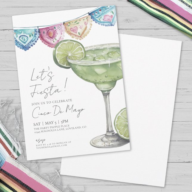 Watercolor Margarita Cinco De Mayo Party Invitation (Watercolor Margarita Cinco De Mayo Party Invitation)