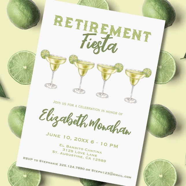 Watercolor Margarita Retirement Fiesta Retirement Invitation (Creator Uploaded)