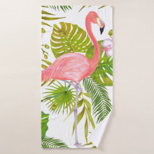 Watercolor marker illustration of pink flamingo bi