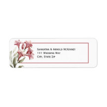 Watercolor Maroon Floral Wedding Address
