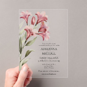 Watercolor Maroon Floral Wedding Invitation