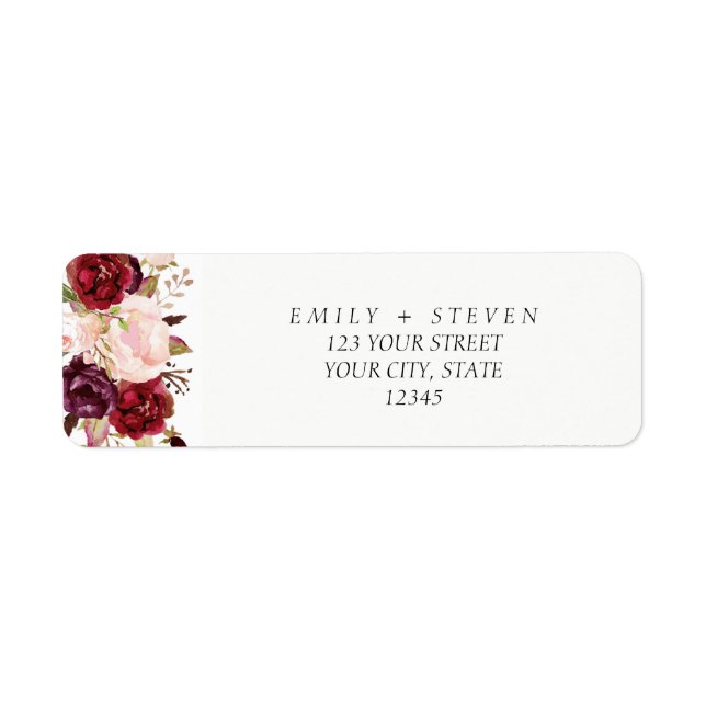 watercolor marsala burgundy floral fall wedding (Front)