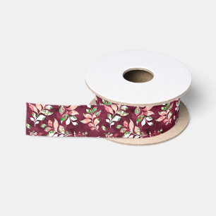 Watercolor marsala floral pattern party ribbon satin ribbon