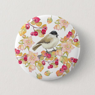 Watercolor Marsh Tit 2 Inch Round Button