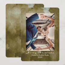 Watercolor Martini Olive Elegant Christmas Card