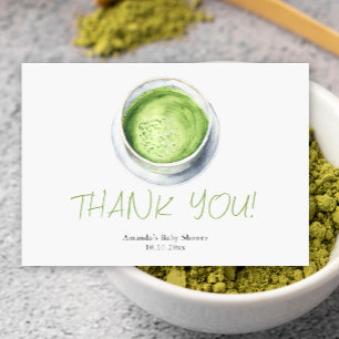 Watercolor Matcha Latte Baby Shower Thank You Card
