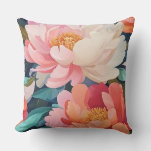 Watercolor Maximalist Eclectic Floral home decor Throw Pillow