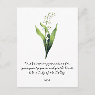 WATERCOLOR MAY LILY OF THE VALLEY BIRTH FLOWER  POSTCARD