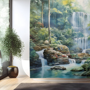 Watercolor Mayan Jungle Waterfall