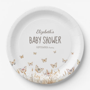Watercolor Meadow Butterflies Paper Plates