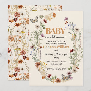 Watercolor Meadow Flowers Baby Shower Invitation