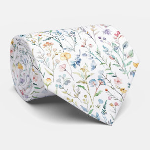 Watercolor Meadow Flowers Pattern Tie