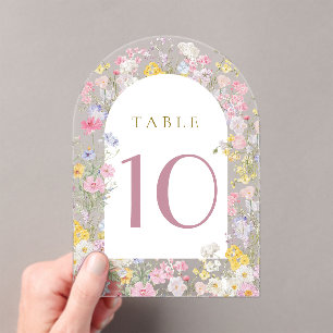  watercolor meadow flowers table number
