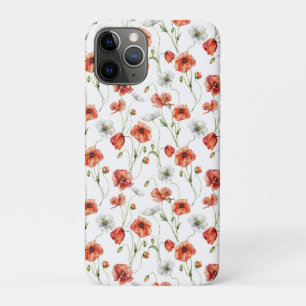 Watercolor Meadow Poppies And White Wildflowers  iPhone 11 Pro Case