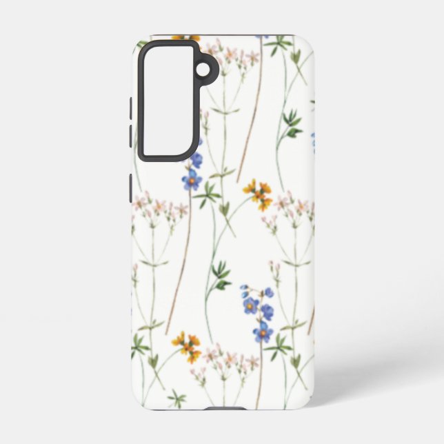 Watercolor Meadow Seamless Pattern Samsung Galaxy S21 Case (Back)