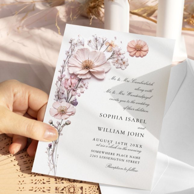 Watercolor Meadow Wildflower Bohemian Wedding Invitation (Creator Uploaded)