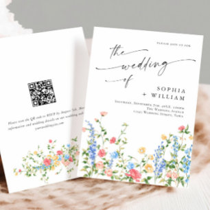 Watercolor Meadow Wildflower Bohemian Wedding Invitation
