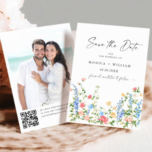 Watercolor Meadow Wildflower Bohemian Wedding Save The Date