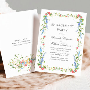 Watercolor Meadow Wildflower Boho ENGAGEMENT PARTY Invitation
