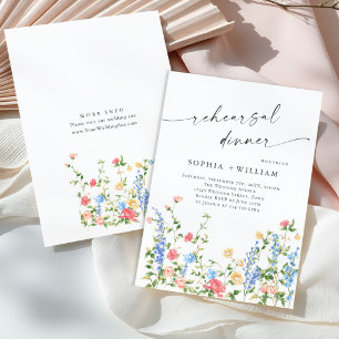 Watercolor Meadow Wildflower Boho Rehearsal Dinner Invitation