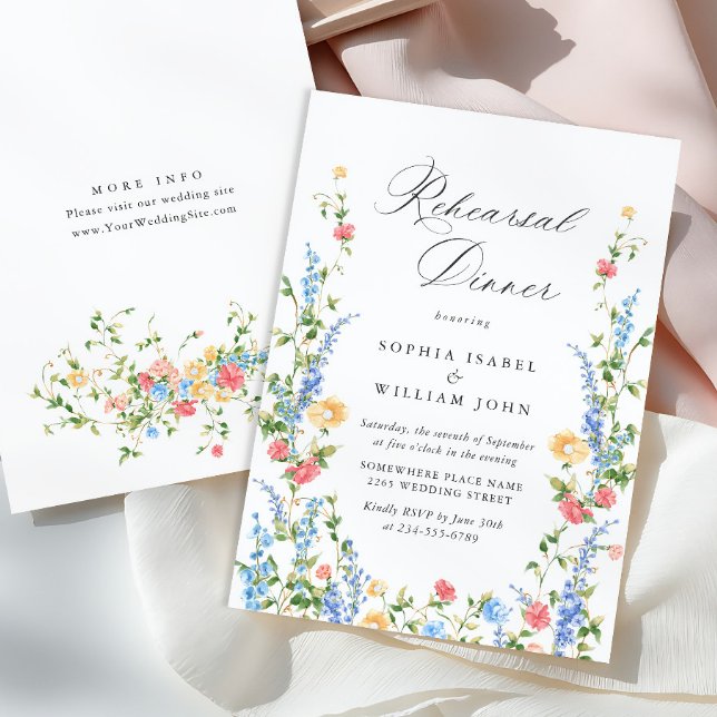 Watercolor Meadow Wildflower Boho Rehearsal Dinner Invitation (Creator Uploaded)