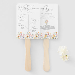 Watercolor Meadow Wildflower Day Schedule Wedding Hand Fan