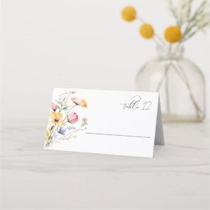 Watercolor Meadow Wildflower Wedding table Place Card