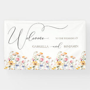Watercolor Meadow Wildflower Wedding Welcome Banner