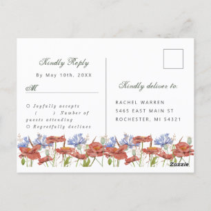 watercolor meadow wildflowers rsvp postcard
