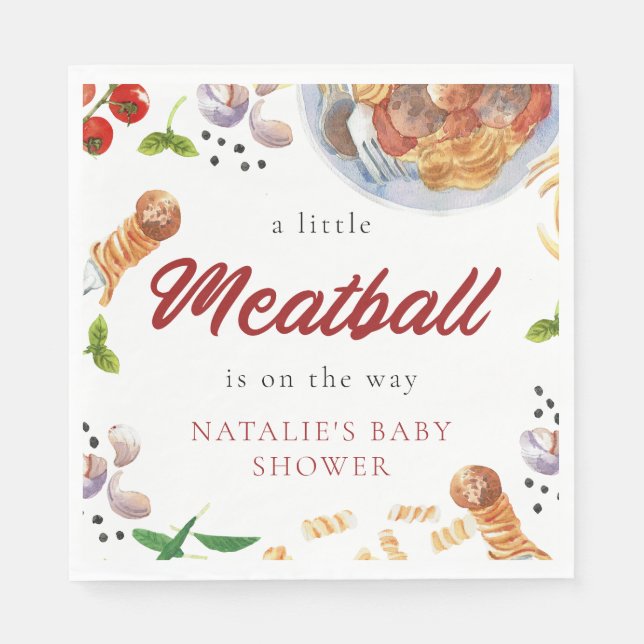 Watercolor Meatball Italian Baby Shower  Napkin (Front)