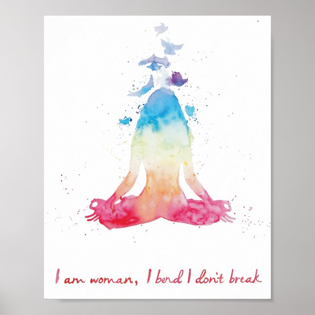 Watercolor Meditation Yoga Lotus Pose Chakra Poster (Front)