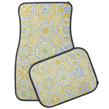 Watercolor Mediterranean Azulejo Boho Pattern 