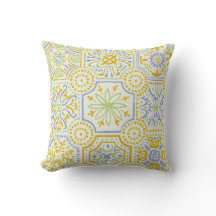 Watercolor Mediterranean Azulejo Boho Pattern 