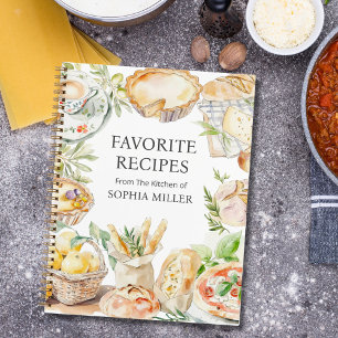 Watercolor Mediterranean Food Family Recipe Notebook