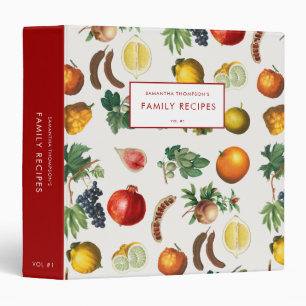 Watercolor Mediterranean Fruit Pattern Recipe Binder