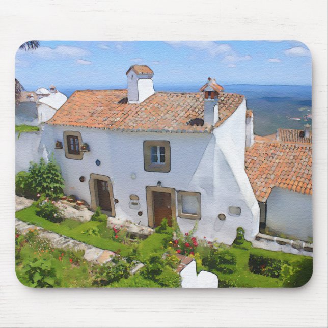 Watercolor Mediterranean house Mouse Pad (Front)
