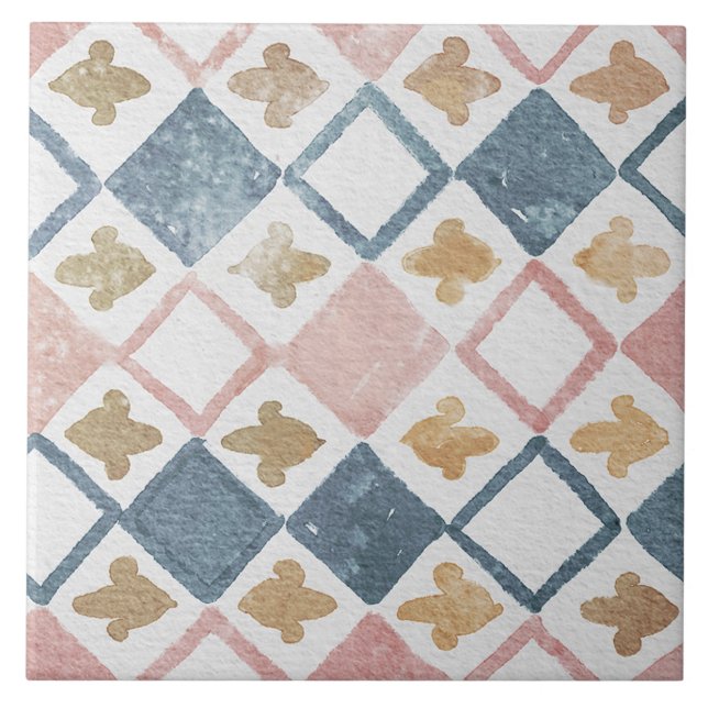 Watercolor Mediterranean Tile  (Front)