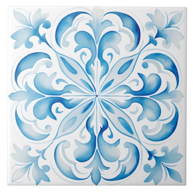 Watercolor Mediterranean  Tile (Front)