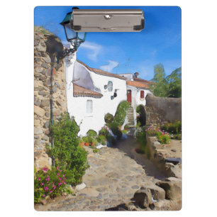 Watercolor Mediterranean village Clipboard